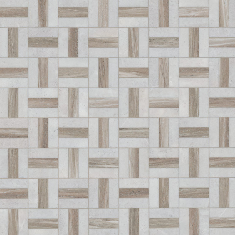Mistline x 12 in. x 12 in. Polished Marble Mosaic Floor and Wall Tile