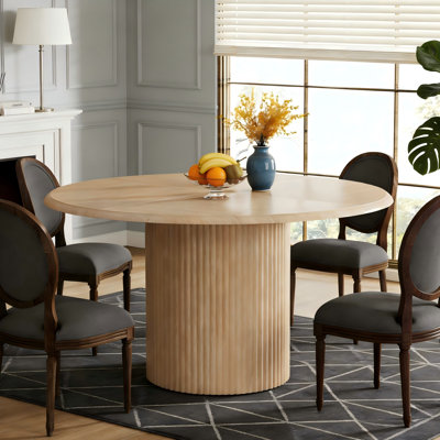 Table de salle à manger ronde, table de ferme 47,24 "avec base en métal pour 4