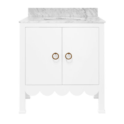 Meuble-lavabo sur pied simple 30,5 po Kealey avec plateau en marbre de Carrare