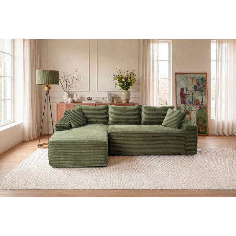 Canapé modulaire 94,5 po Cloud, Left Hand Facing, Green Corduroy