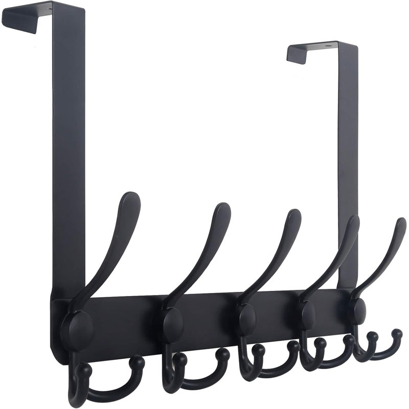 Metal Over-the-Door 5 - Hook Coat Rack, Black