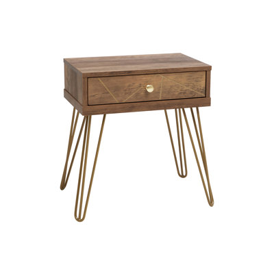 1 Drawer Draw Side Table with Hairpin Legs