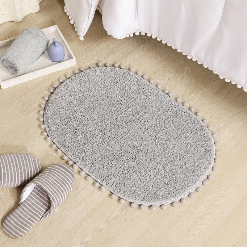 Tapis ovale avec tapis de bain Yyddeo, Simple - L 30 po x l 20 po, Gris clair