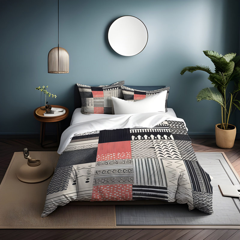 Polyester Abstract Duvet Cover, King Duvet Cover + 2 King Shams