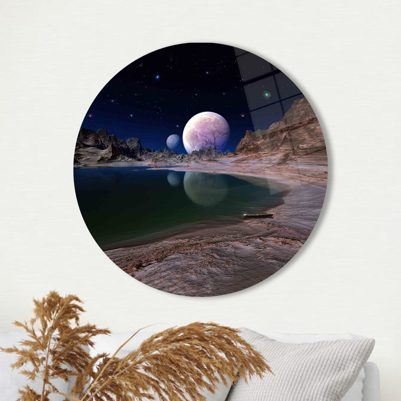 Art mural en verre trempé mettant en vedette un paysage cosmique parfait pour les amateurs de nature et les amateurs d'art à la recherche d'articles de décoration intérieure uniques