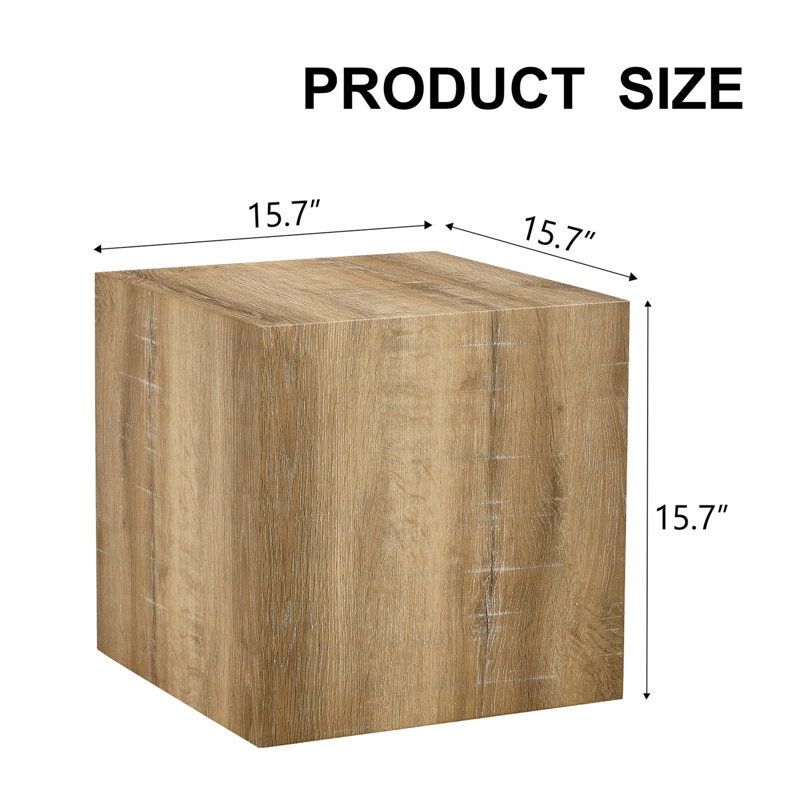 End Table, Modern Small Coffee Table, Rectangular Shape Side Table, Accent Table, 15.7" H x 15.7" L x 15.7" W, Light Brown