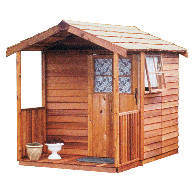 Western Red Cedar Wood Garden Shed with Sliding Door and Windows