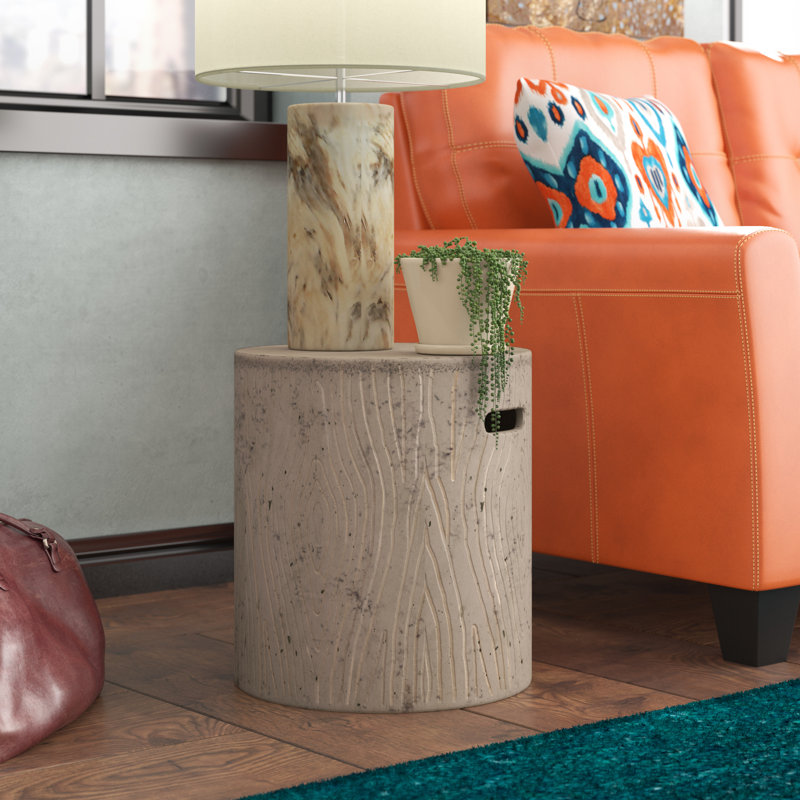 McBrine Concrete Top End Table, Dark Gray