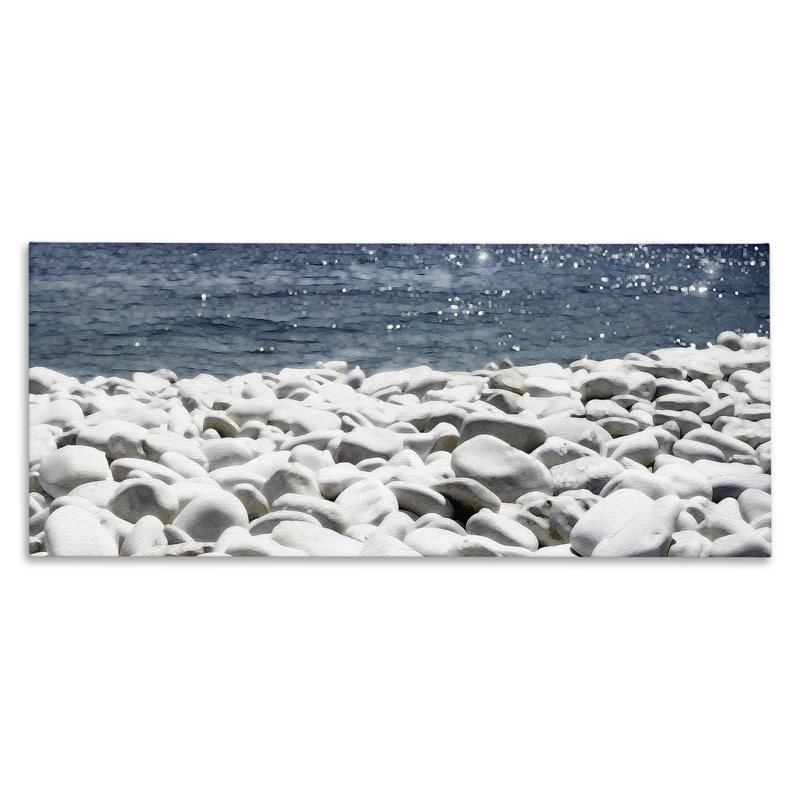 «Greek Pebbles Shore», art mural sur toile par Noah Bay, H 13 po x l 30 po