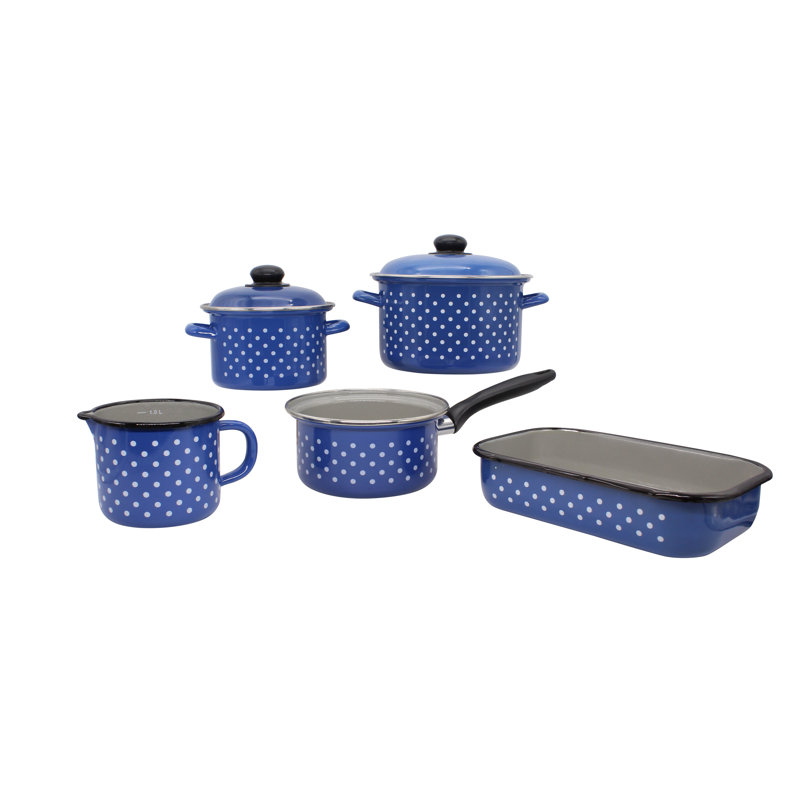 5 - Piece Enamelware Cookware Set, Blue