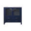Meuble-lavabo bleu marine 36 po X P 18,25 po D, avec plateau en céramique blanche-117970994-117970993
