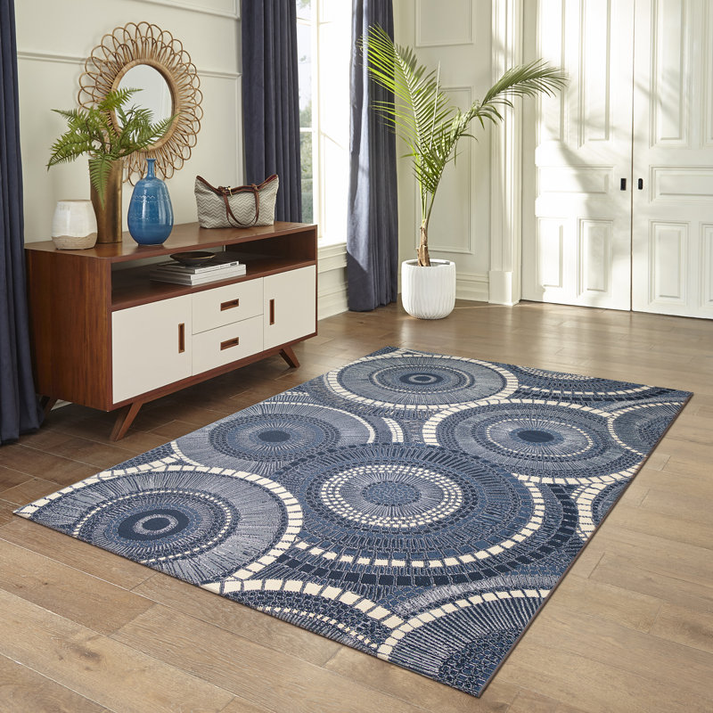 Lohyn Geometric Indoor / Outdoor Rug, Rectangle 4'10" x 7'6"