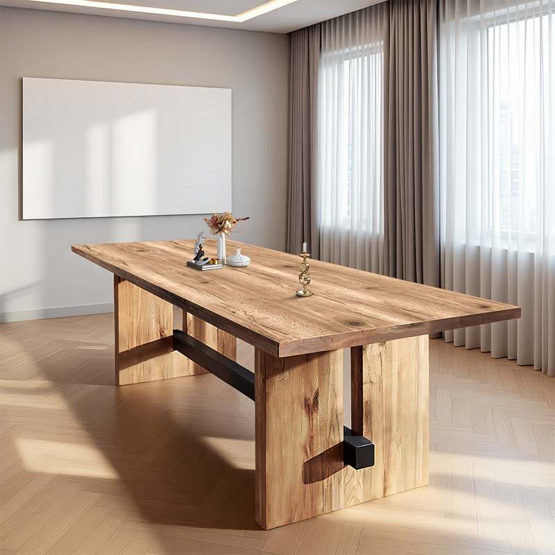 Solid wood rectangular conference table, 29.53" H x 94.49" L x 35.43" W