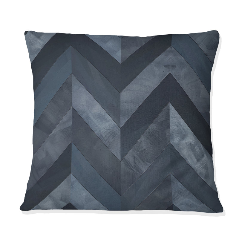 Coussin décoratif gris à motif de chevrons dynamiques II, H 18 po x l 18 po