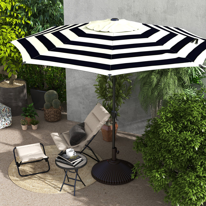 Parasol de marché 108 po Lyon, Black & Ivory Striped, L 108 po x P 108 po