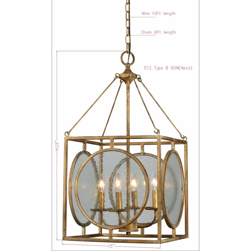 Hebb 4 - Light Iron Dimmable Square / Rectangle Chandelier