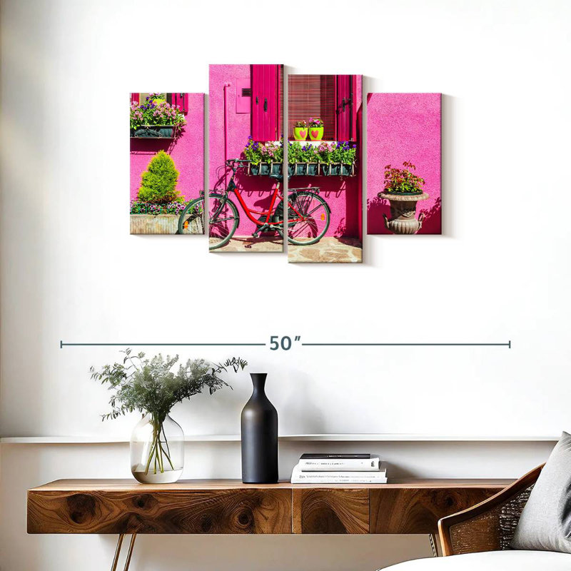 Vélo maison rose, H 22 po x l 36 po