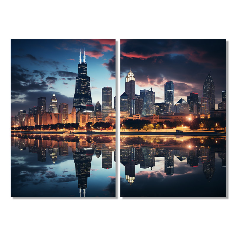 Laine - Large Chicago, ensemble de 2 reproductions d'art sur toile, 36" H x 48" W, Wrapped Canvas, Does Not Apply