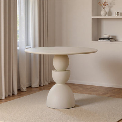 Modern Gentle Creamy White Thick Round Table