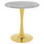 Table de salle à manger ronde 27,6 pouces pour 2-4, Mid-Century moderne, plateau effet marbre, piédestal doré