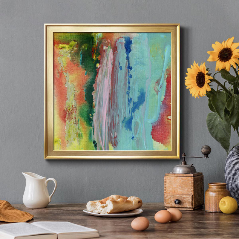 Long Lake I - peinture sur toile encadrée, H 30,5 po x l 30,5 po x P 1,5 po, Cadre doré