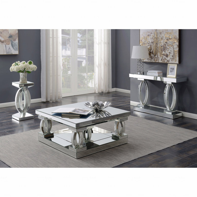 Table de bout carrée en miroir en acrylique