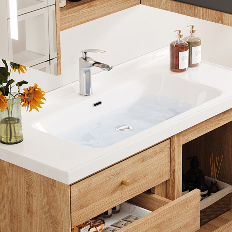Armoire de salle de bain simple en bois de style japonais