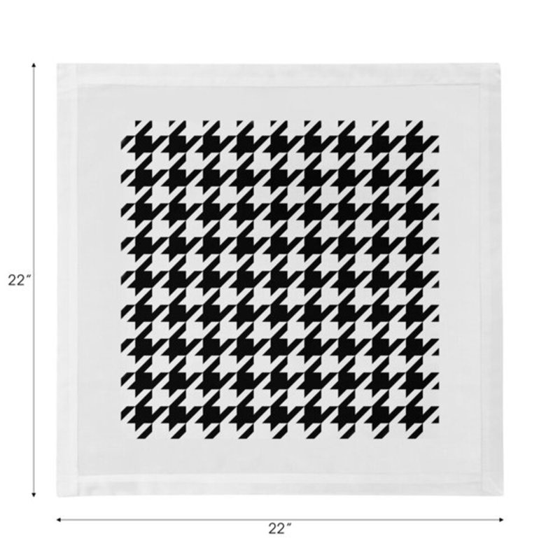 Houndstooth Cotton Blend Square Napkins, Black White
