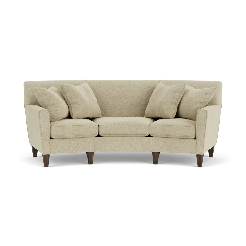 Canapé incurvé à accoudoirs arrondis 96 po avec coussins réversibles, 100 % polyester crème