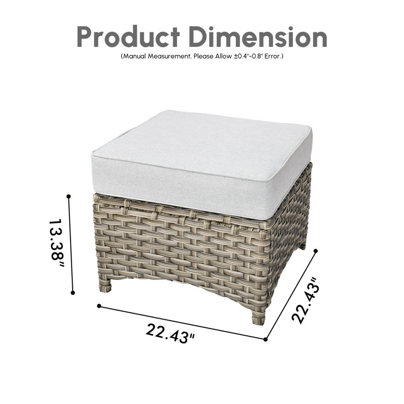 Repose-pieds extérieur en osier Emanuell, Gris clair