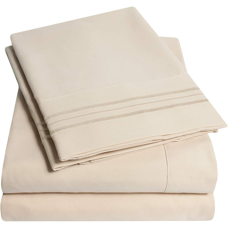 Twin Sheet Sets Beige Cream - 3 Piece Bed Sheets And Pillowcase Set For Twin Mattress - Extra Soft, Elastic Corner Straps, Deep Pocket Sheets, Twin Beige Cream