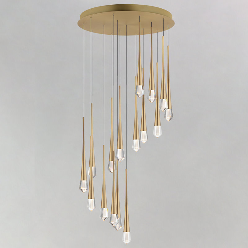 16 - Light LED Cluster Pendant, Gold