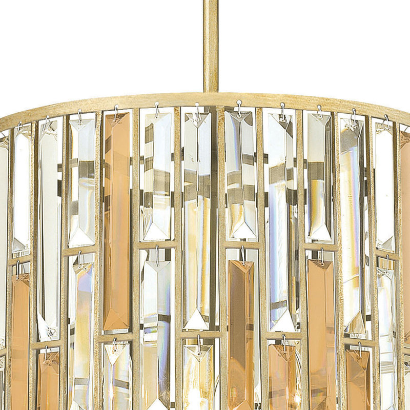 Key 3 - Light Unique / Statement Drum Pendant, Silver leaf