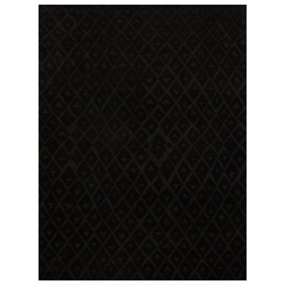 Tapis géométrique rectangulaire en laine noué à la main brun foncé