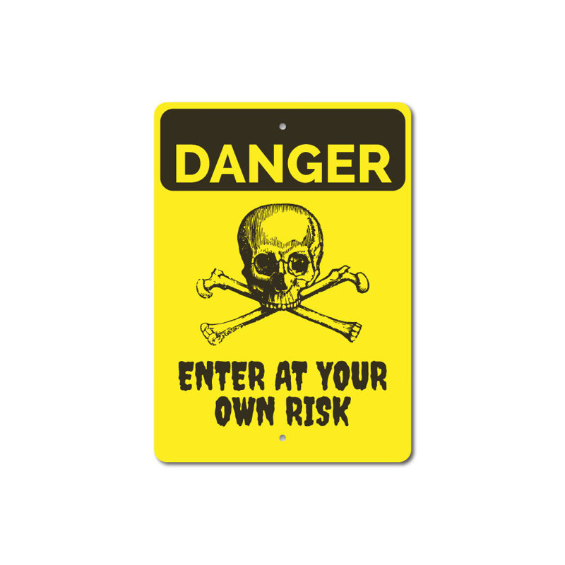 Panneau d'Halloween danger en aluminium, H 18 po x l 12 po x P 0,06 po