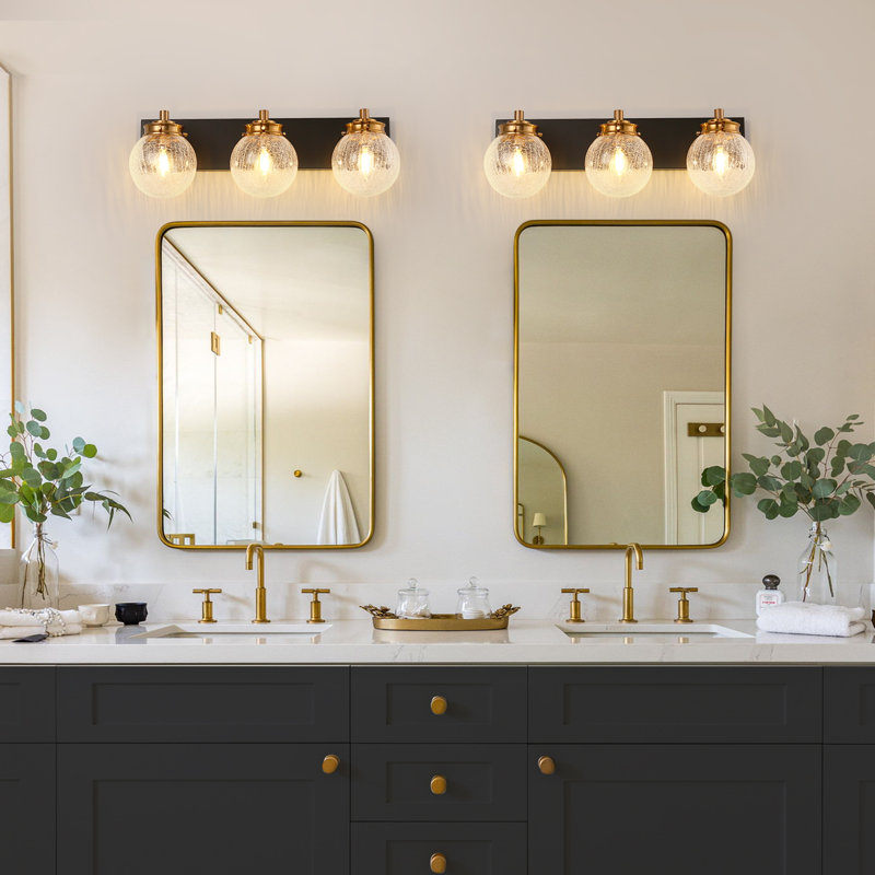 Modern Sphere Crackle Glass Vanity Light