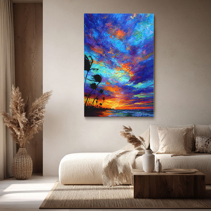 «Coastal Modern Tropical Sunset Sunset», impression sur toile texturée - Urban Studio, 12 * 8 pouces (30 * 20 * 2cm)