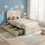 Structure de lit simple / double / grand avec 2 tiroirs de rangement, lit plateforme tapissier, support à lattes en bois massif pour enfants et adolescents-256104061-256104051