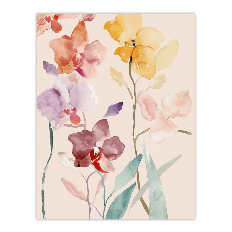 Abstract Orchid Flowers Watercolour Wall Art Print