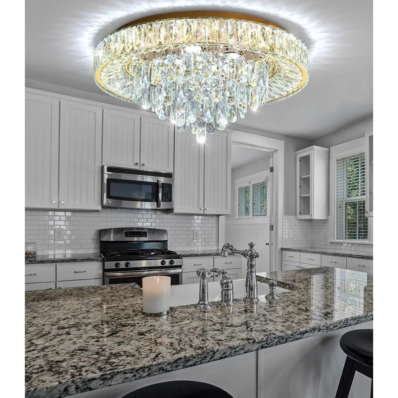 Modern Dimmable Crystal Chandelier, Gold