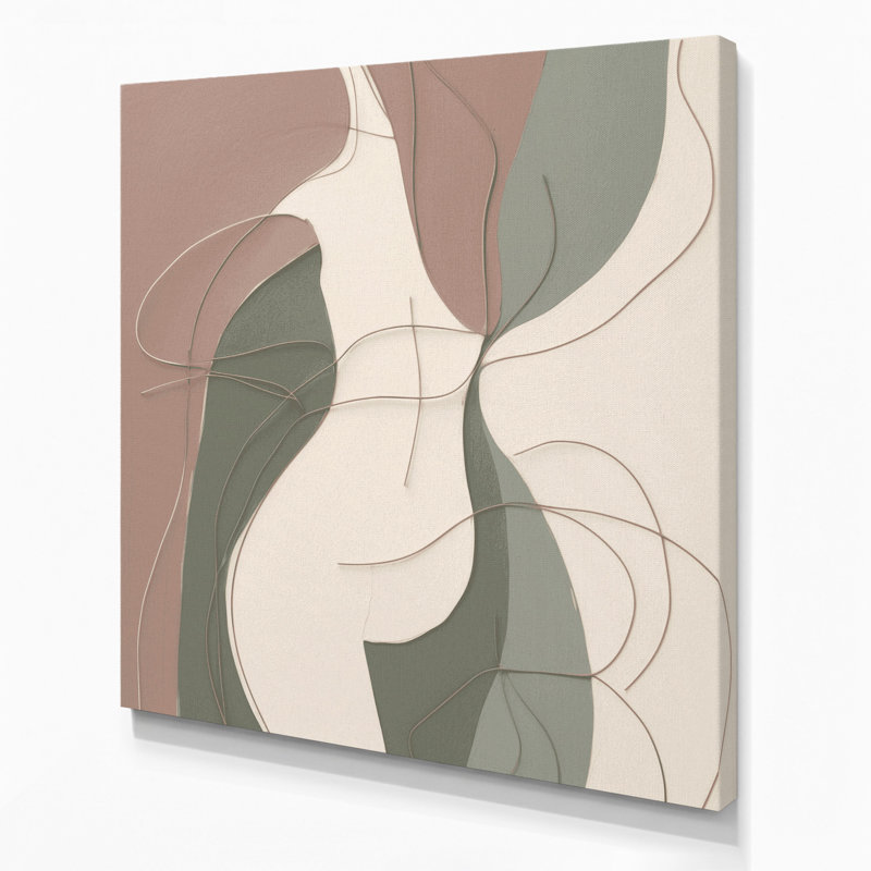 Abstrait art figuratif beige sur toile 63, H 12 po x l 12 po