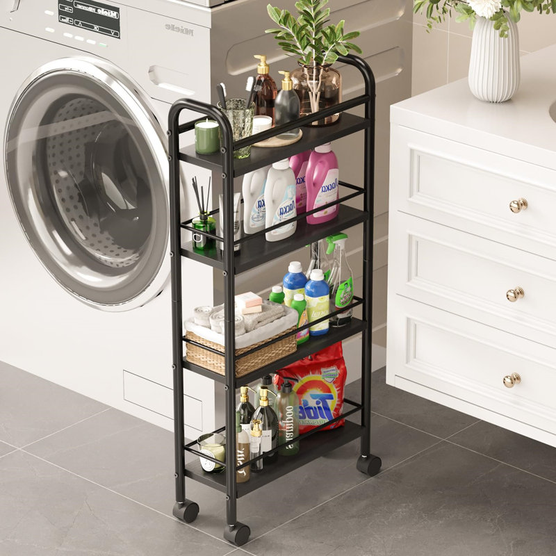 Chariot utilitaire sur roulettes 4 niveaux, Noir