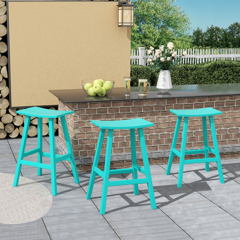 Tabouret d'extérieur Laguna, Turquoise, Tabouret de bar (siège d'une hauteur de 29 po)