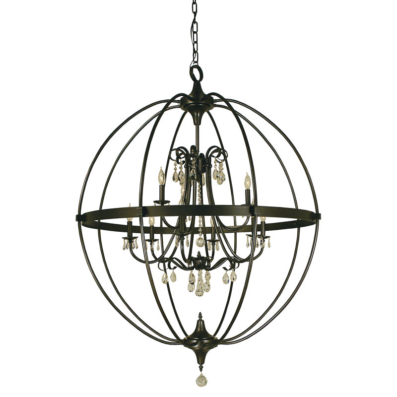 Lustre de globe à 9 lumières unique Reepham, Nickel brossé