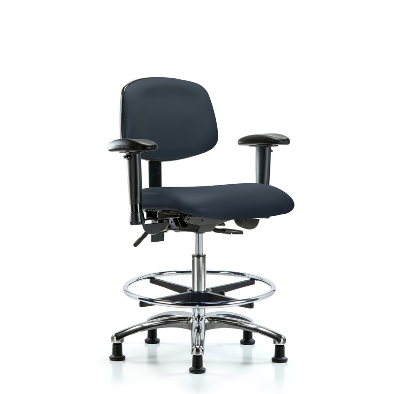 Aliya Vinyl Drafting Chair, Glides, Not Included, Taupe