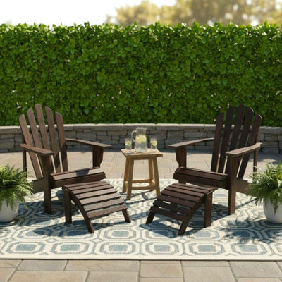 Ensemble de chaises Adirondack en bois massif avec repose-pieds Bremment
