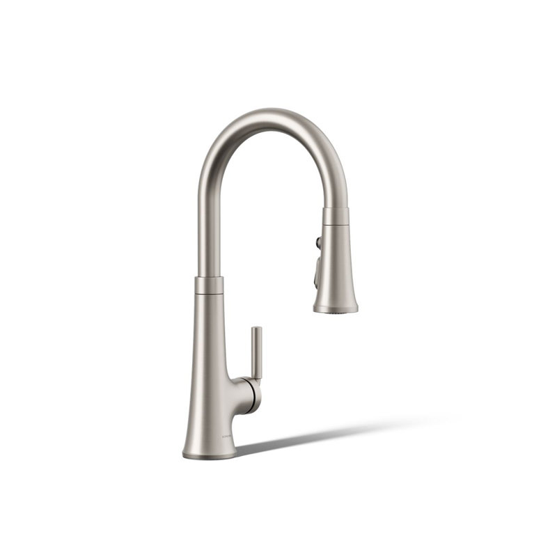 Robinet d'évier de cuisine à poignée simple avec douchette extractible Tone, Acier inoxydable vibrant