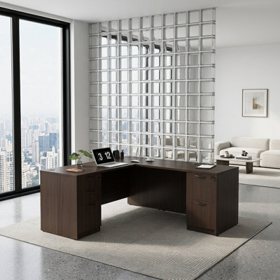  66.93'' L-Shaped Executive Desk with Cabinets
