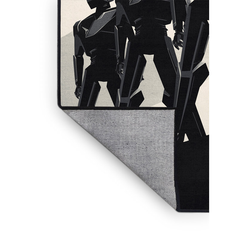 Tapis géométrique gris et noir lavable à la machine Robot Art déco Cumberland Robot, 7x9