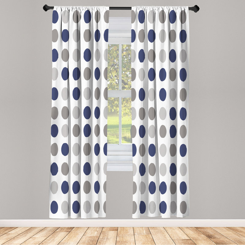 Microfiber Semi Sheer Curtain Pair, Dark Indigo, 28" W x 84" L